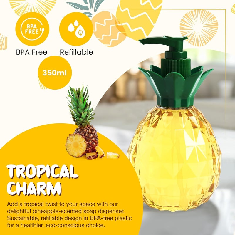 simple pleasures Pineapple Coconut Scented Liquid Hand Soap Dispenser - Plastic Novelty Decorative Refillable Hand Pump for Kitchen Countertops and Bathroom Sinks - Image 3